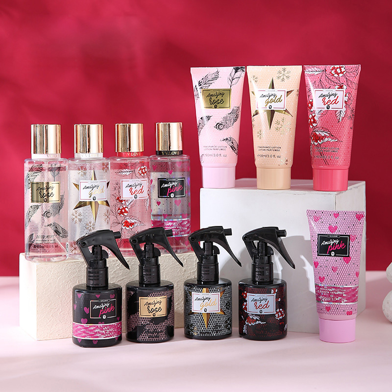 Juego de perfumes para mujer Body Fragrance Mist de 150 ml, perfume en aerosol de fragancias, juego de perfumes para el cabello de larga duración de 100 ml