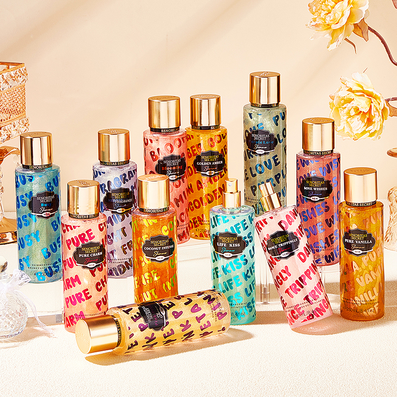 250 ml Body Spray Perfumed Glitter Shimmer Spray Aroma floral Fine Mist Body Splash Mist para mujer