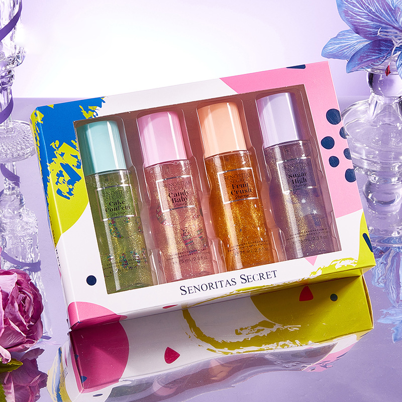 4PCS 75ml*4 Eau De Parfum Florals Body Spray Juego de regalo de niebla corporal femenina afrutada de 75 ml