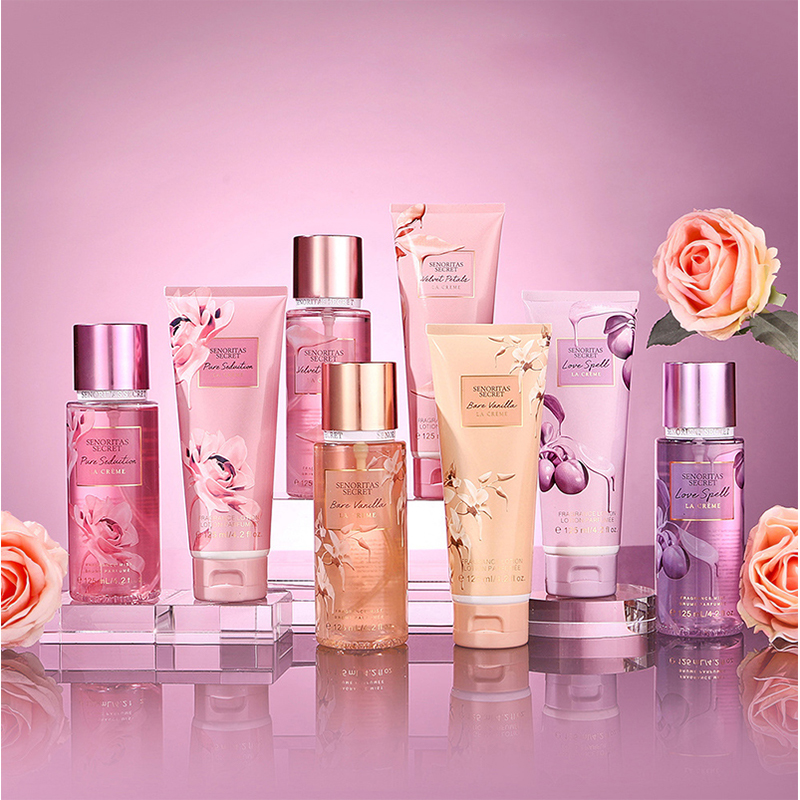 Juego de regalo de perfume para mujer de tamaño pequeño 2 en 1 125 ml*2 Loción corporal Juego de regalo Body Mist de 125 ml