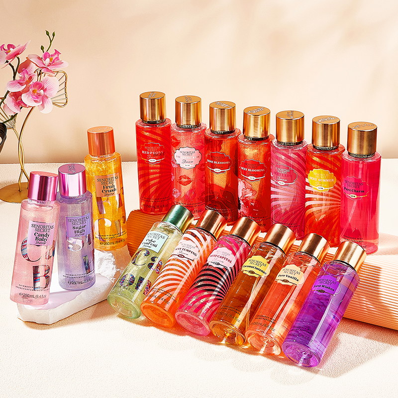 250 ml Body Spray Perfumed Glitter Shimmer Spray Aroma floral Fine Mist Body Splash Mist para mujer