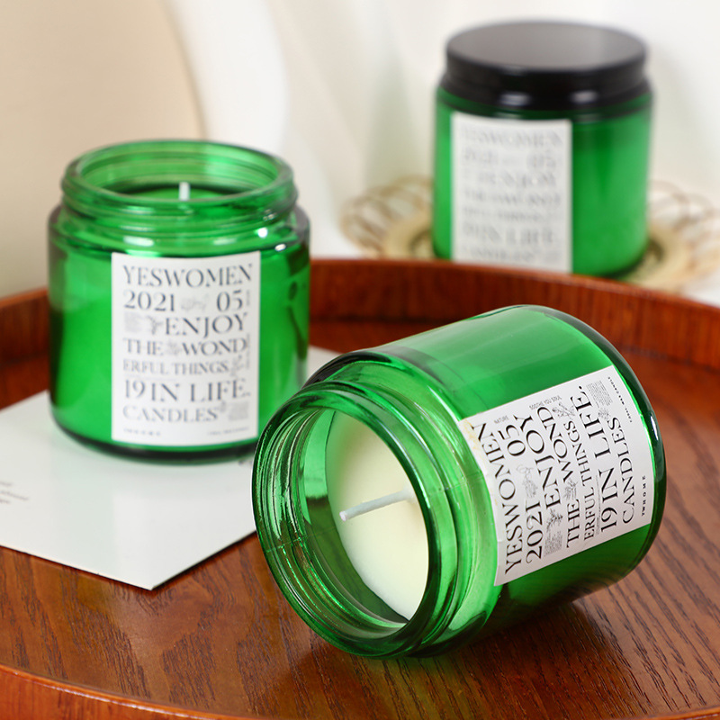 Velas Aromaticas de 100 g en frasco de vidrio verde Velas perfumadas