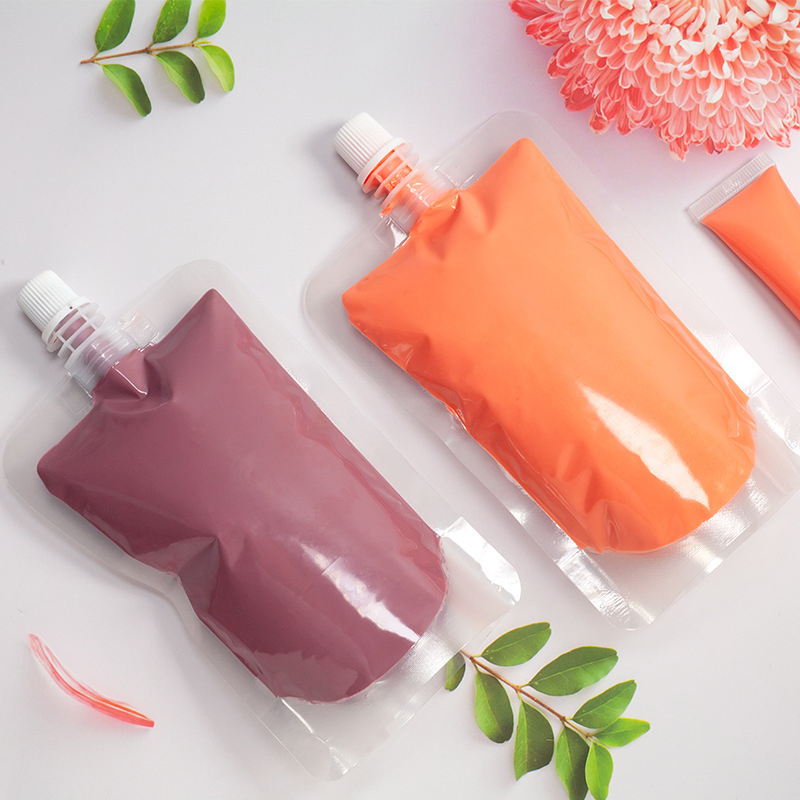 Bolsa de plástico de 200 ml, bolsa con boquilla para brillo labial, pigmento base de brillo labial con acabado vegano y libre de crueldad animal