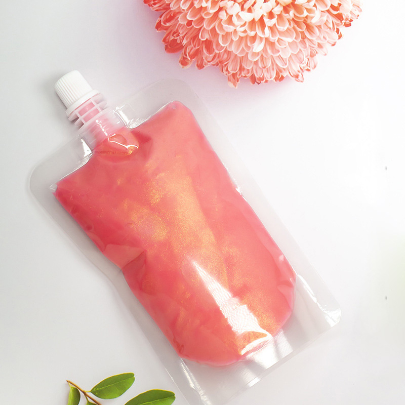 Bolsa de plástico de 200 ml, bolsa con boquilla para brillo labial, pigmento base de brillo labial con acabado vegano y libre de crueldad animal