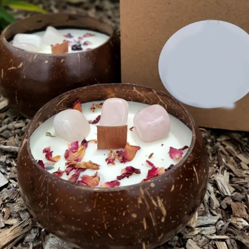Caja de recuerdo de regalo de cumpleaños para mujer con aromaterapia y cera de soja de 200 g, con carcasa de coco natural y ambiente de dormitorio largo