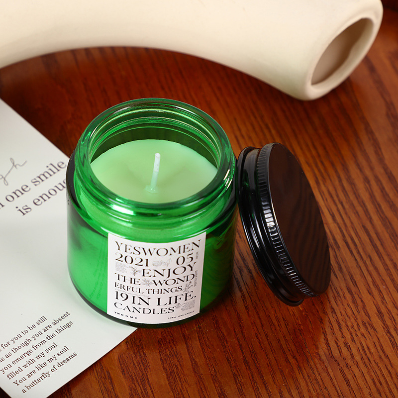 Velas Aromaticas de 100 g en frasco de vidrio verde Velas perfumadas