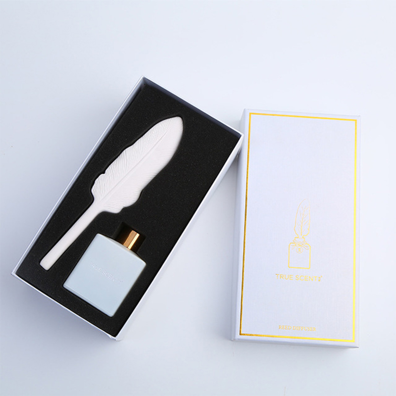 Difusor de láminas de plumas de cerámica para botellas de vidrio blanco mate de 150 ml para fragancias caseras