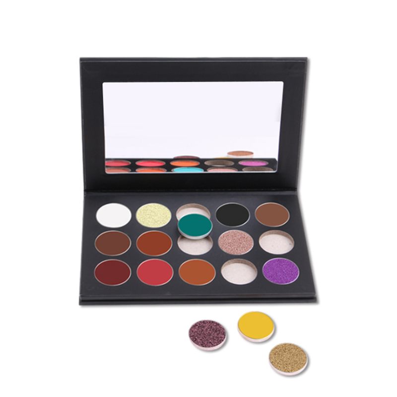 Paleta de sombras de ojos con brillo mate y purpurina prensada de 15 colores de Make up Cosmetics