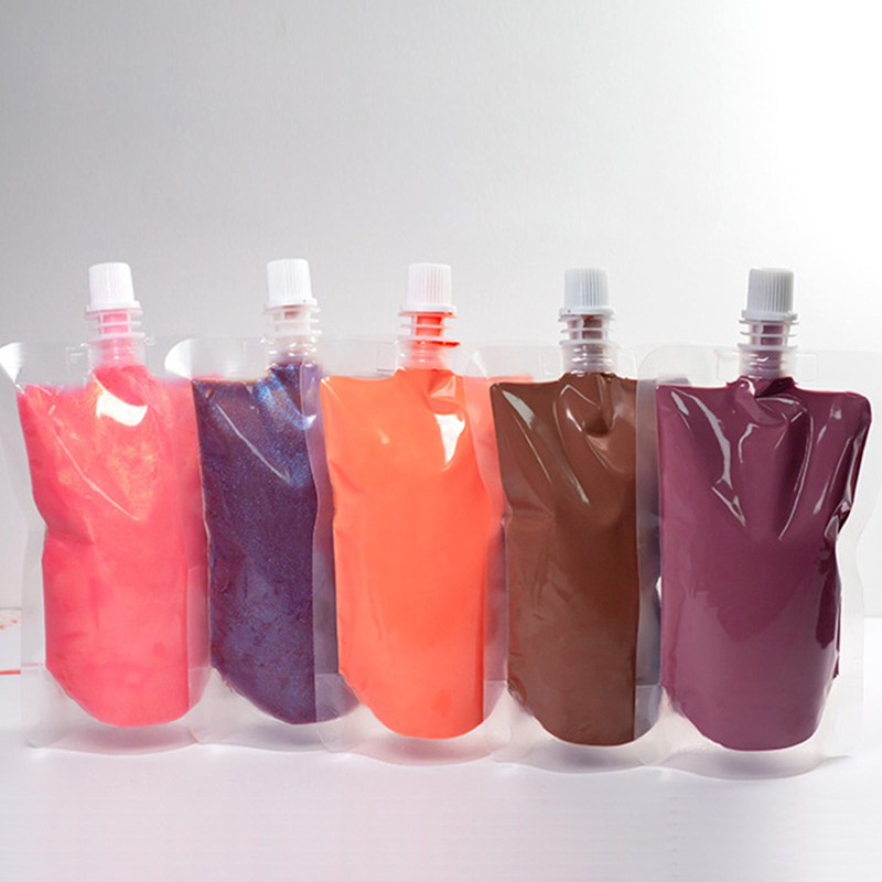 Bolsa de plástico de 200 ml, bolsa con boquilla para brillo labial, pigmento base de brillo labial con acabado vegano y libre de crueldad animal