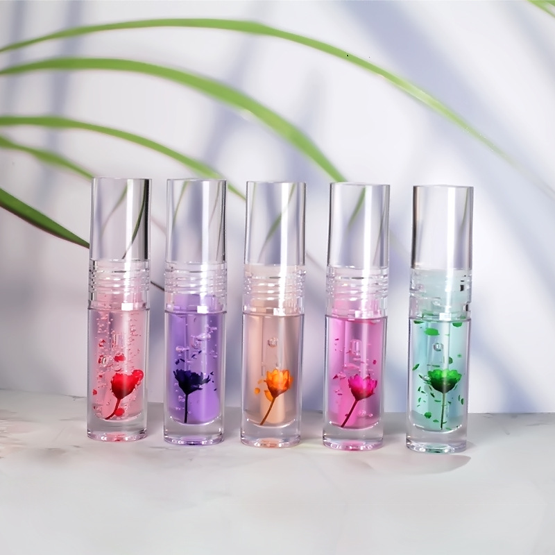 Kit de purpurina para proveedores de tubos brillantes, aceite de labios transparente para flores de niña, brillo de labios