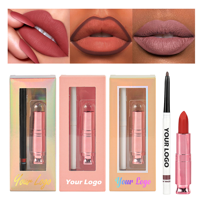 Conjunto de lápiz labial mate nude de terciopelo resistente al agua y duradero para maquillaje de labios