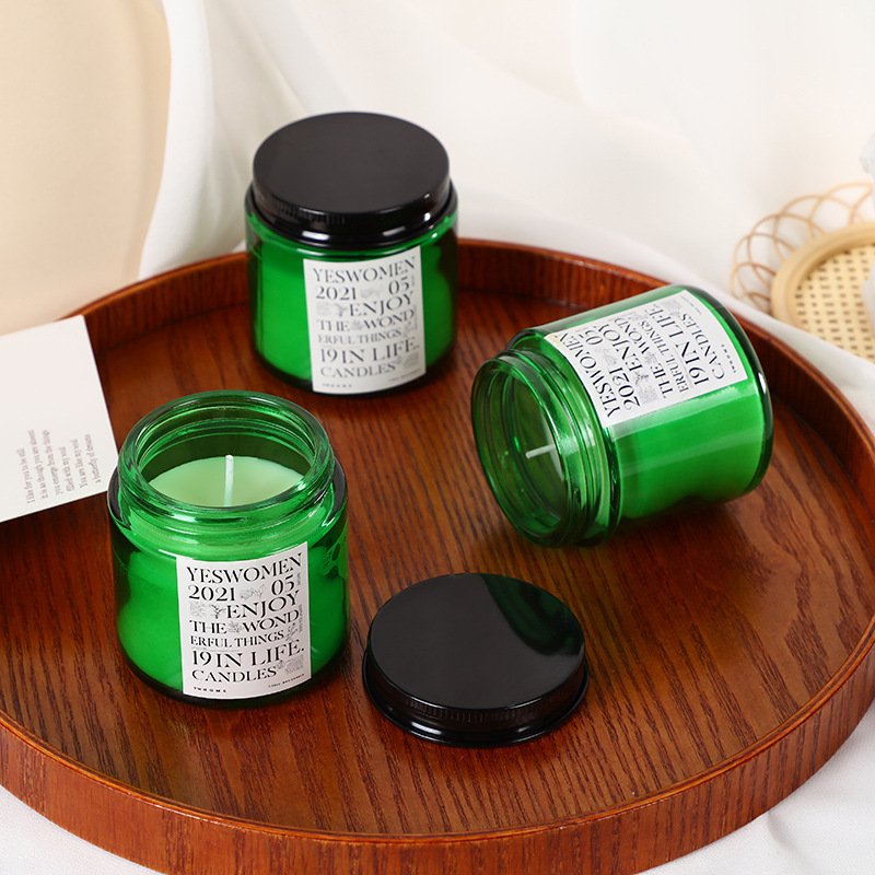 Velas Aromaticas de 100 g en frasco de vidrio verde Velas perfumadas