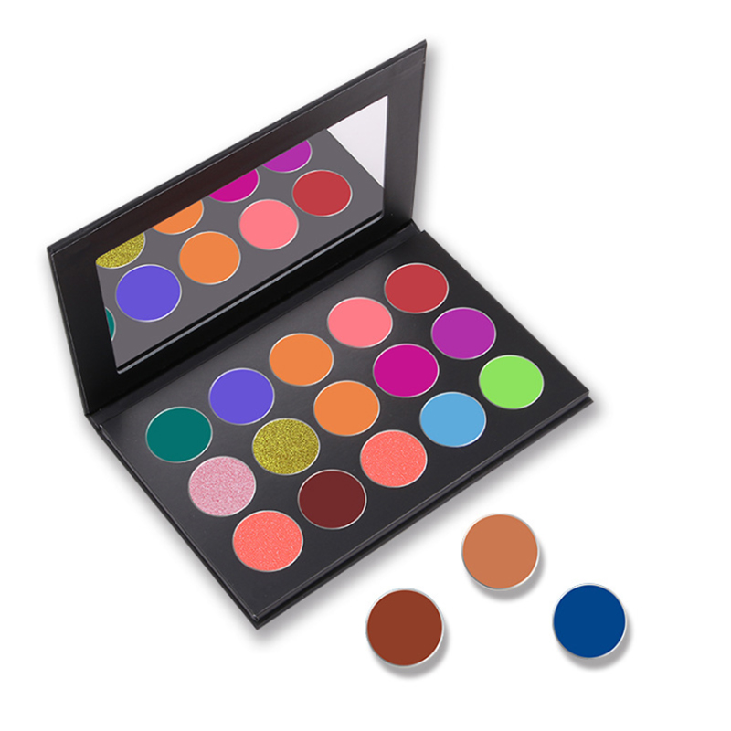 Paleta de sombras de ojos con brillo mate y purpurina prensada de 15 colores de Make up Cosmetics Paleta de sombras de ojos con brillo mate y purpurina prensada de 15 colores de Make up Cosmetics