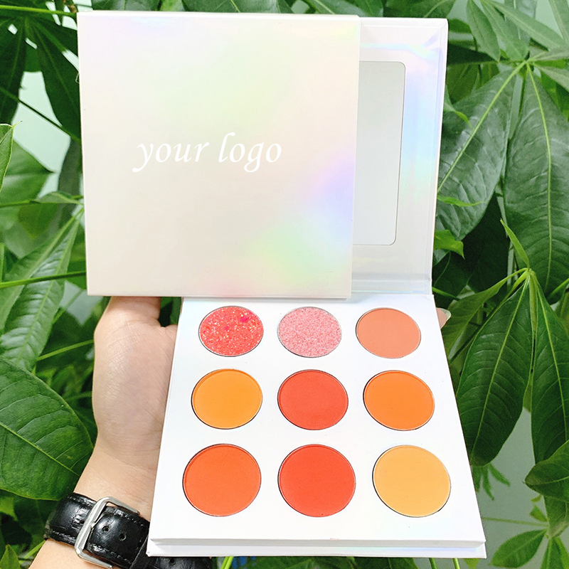 Paleta de sombras de ojos de maquillaje cosmético de alta pigmentación sin logotipo Paleta de sombras de ojos de maquillaje de ojos orgánico de 9 colores